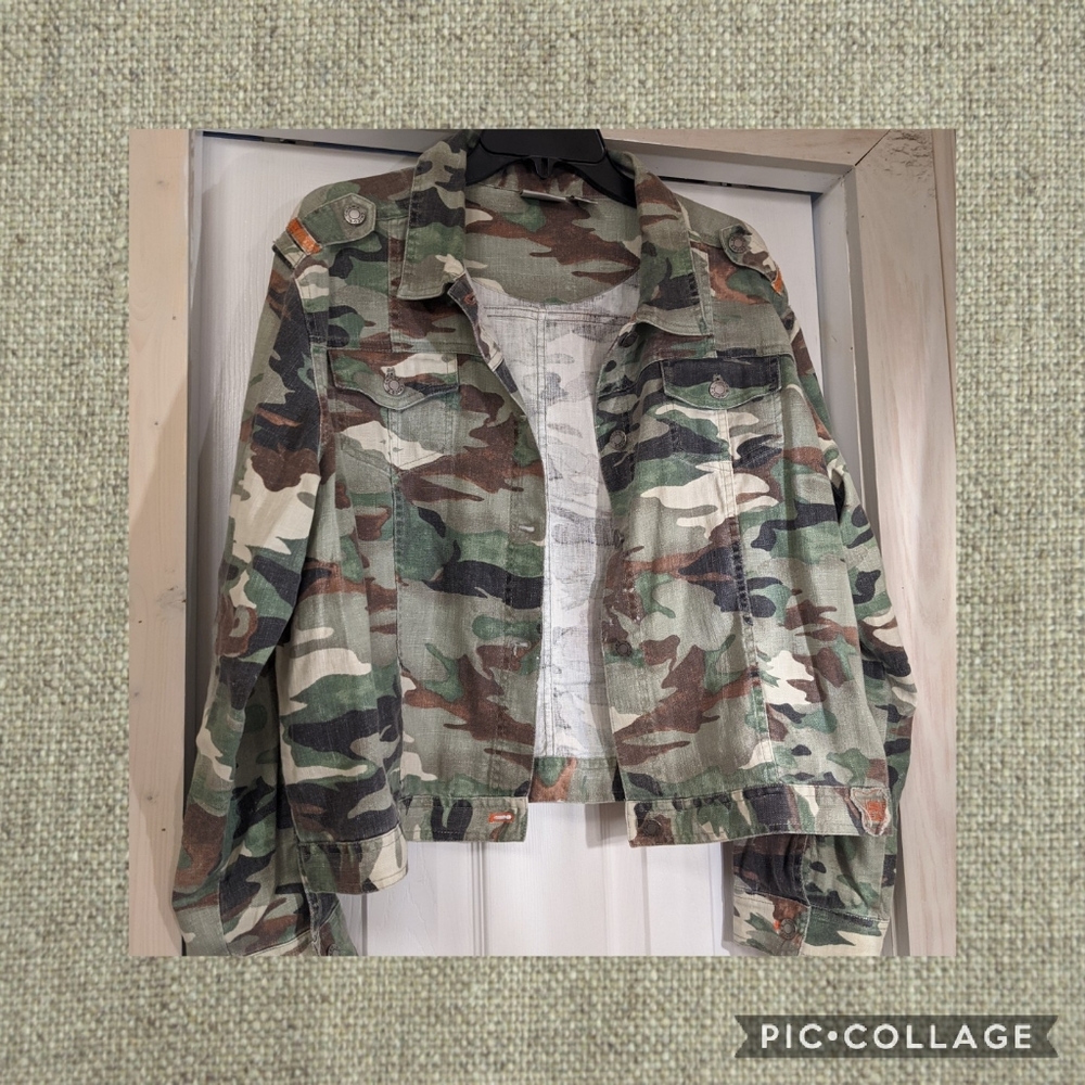 Chico's Linen Camouflage Jacket